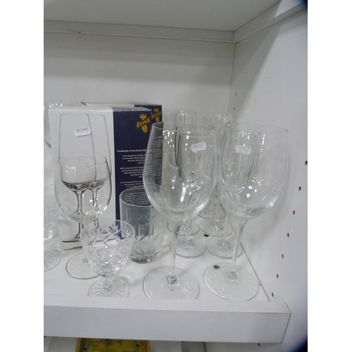 192 - Champagne glasses, cocktail glasses, boxed Pieroth glasses, wine glasses, biscuit barrel etc (one sh... 