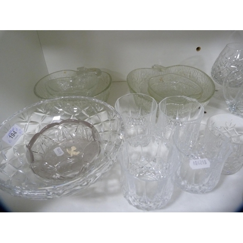 198 - Glass and crystal to include vases, jugs, dishes, tumblers, pressed glass, apple-shaped fruit dishes... 