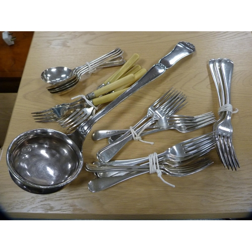 20 - Large quantity of EP flatware and cutlery to include fish knives and forks, Victorian EP ladle etc.,... 