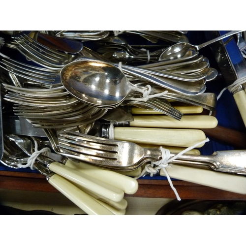 20 - Large quantity of EP flatware and cutlery to include fish knives and forks, Victorian EP ladle etc.,... 