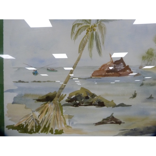 211 - Dina SpicoeBeach sceneWatercolour, and another by D Claughton of a park scene.  (2)... 