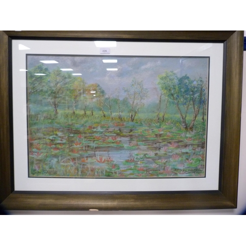 226 - Javed BaluchEastern figuresModern mixed media, and by the same hand, 'Lotus Lake, Islamabad'.  (2)... 