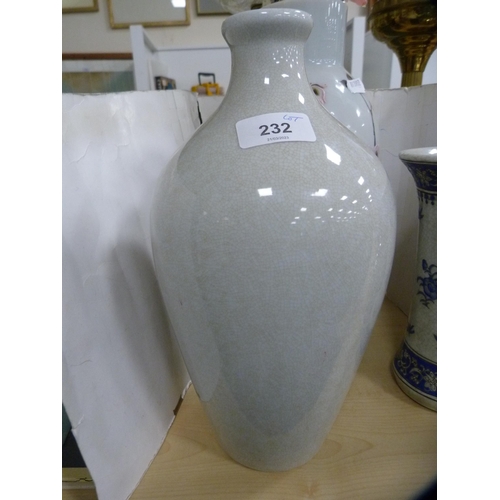 232 - Three Chinese vases to include Chien Lung-style grey crackle glazed vase, crackle glazed faux armori... 