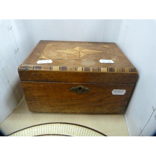 254 - Victorian marquetry walnut dome-shaped tea caddy with inserts and a similar box.  (2)