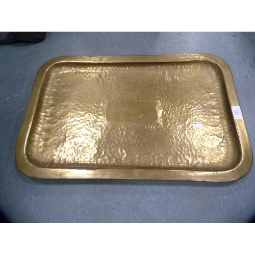 260 - Brass tray and a brass coal helmet with swing handle.  (2)