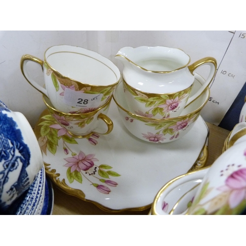 28 - Rosina floral decorated part tea set and assorted 'Willow' pattern teawares.