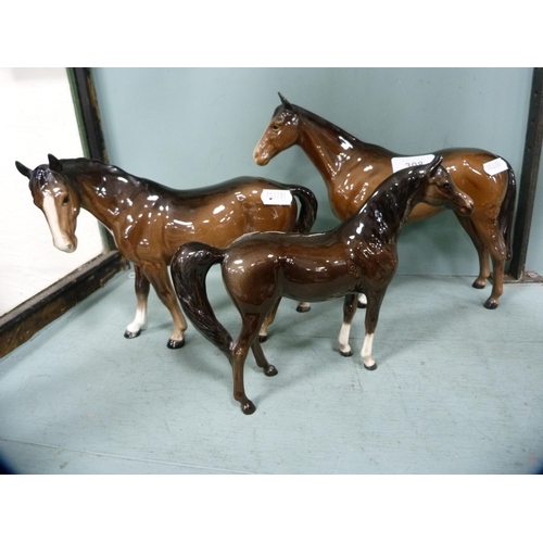 308 - Three assorted Beswick horse figures.  (3)