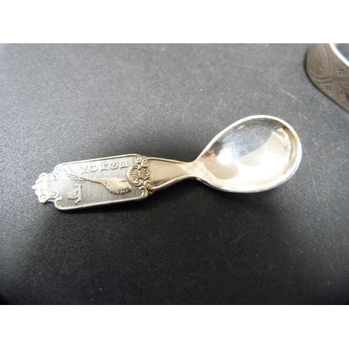 315 - Pair of George III silver sugar nips dated 1797 and a Georg Jensen-style continental silver salt spo... 