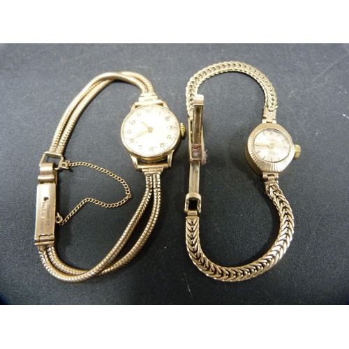 316 - 9ct gold Majorex watch, 10.5g gross, and another watch, stamped 'Chaincraft 9ct'.  (2)