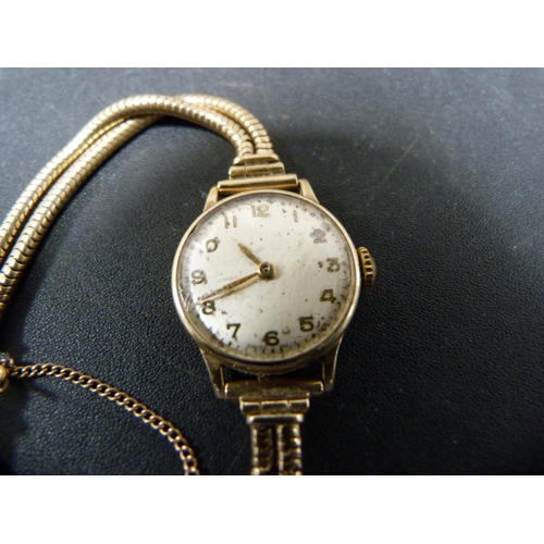 316 - 9ct gold Majorex watch, 10.5g gross, and another watch, stamped 'Chaincraft 9ct'.  (2)