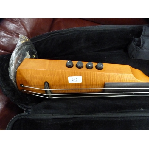 340 - NS electric five-string double bass, cased.