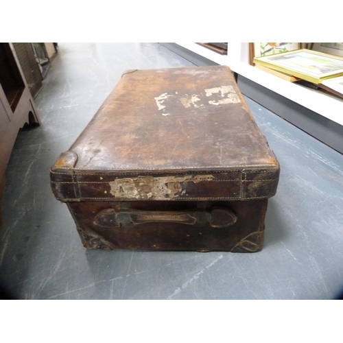 349 - Antique leather-bound travel case.