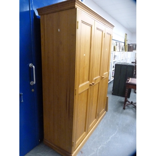 355 - Large modern pine three-door wardrobe.