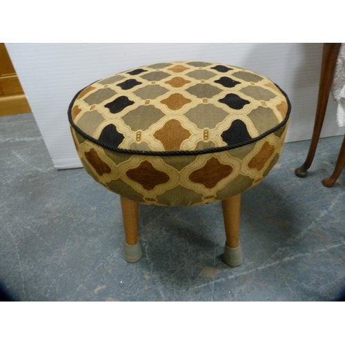 361 - Wicker and wrought iron nest of three tables, another nest of tables, mahogany table, stool and a fi... 