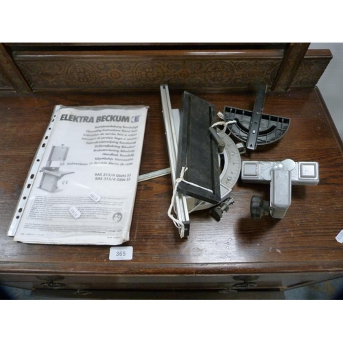 366 - Elektra Beckum bandsaw, no. 80629711, with instruction booklet.