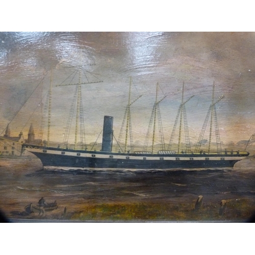 48 - Overpainted print by A Wills of a British ship.