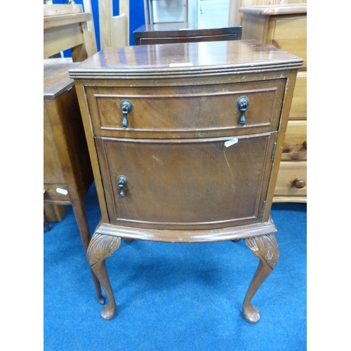 507 - Queen Anne-style walnut pot cupboard and an oak sewing cabinet.  (2)