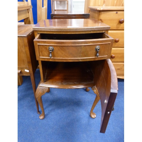 507 - Queen Anne-style walnut pot cupboard and an oak sewing cabinet.  (2)