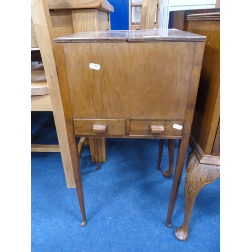 507 - Queen Anne-style walnut pot cupboard and an oak sewing cabinet.  (2)