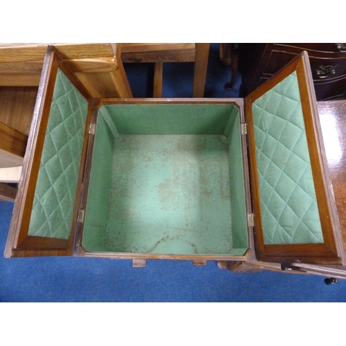 507 - Queen Anne-style walnut pot cupboard and an oak sewing cabinet.  (2)