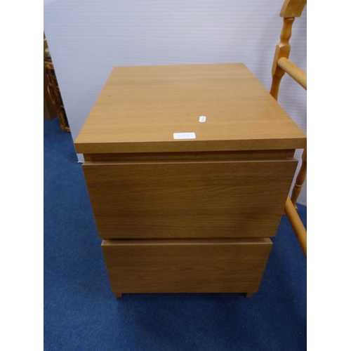 509 - Modern oak-effect bedside chest of drawers and a towel rail.  (2)