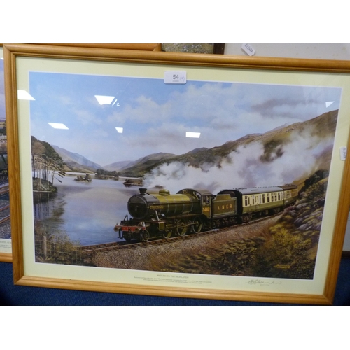 54 - BJ FreemanAssorted railway prints, some pencil signed, to include 'Return to the Highlands', 'The Ch... 