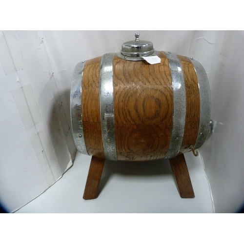 68 - Pair of oak and metal-bound spirit barrels with tap dispensers.  (2)