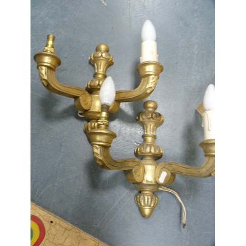 88 - Pair of modern giltwood wall lights, waste paper bins and other items.