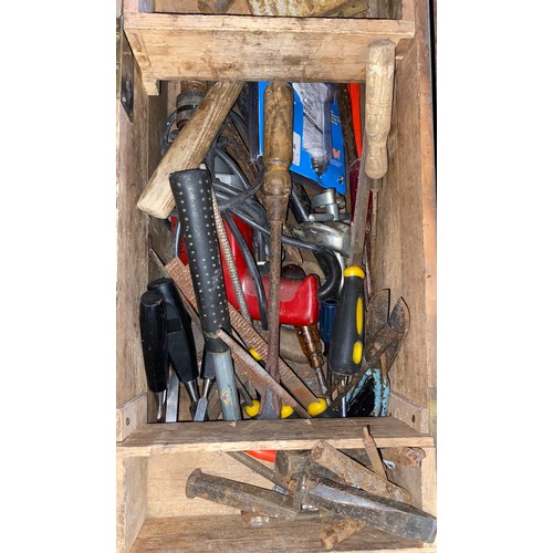 360 - Assorted tools and a pine tool box