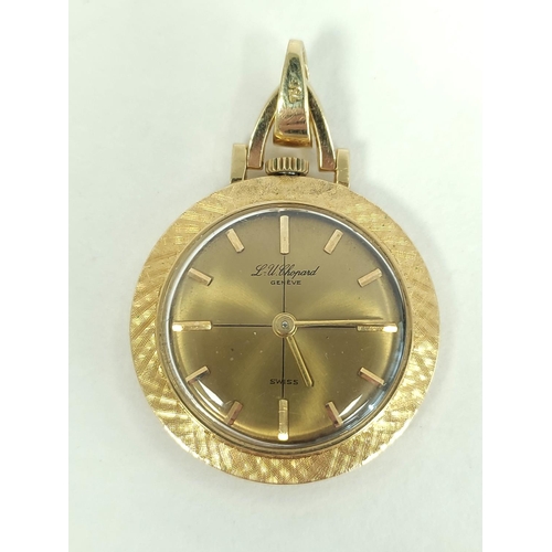 170D - Chopard 18ct gold pendant watch with waved dial and satin, 12g without movement. 