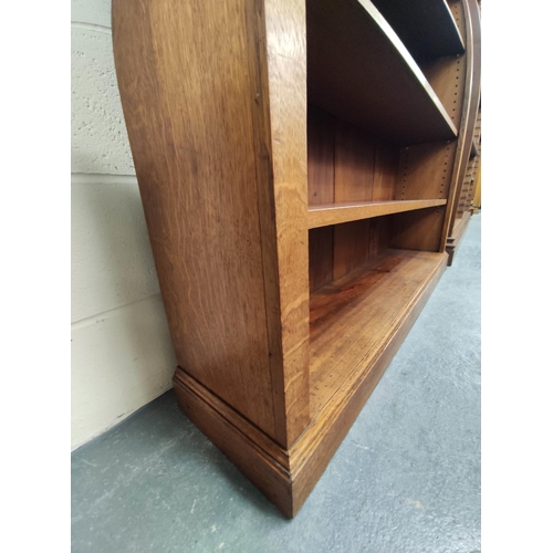 583B - Late 19th / early 20th century large oak and pine open front library bookcase, with adjustable shelv... 