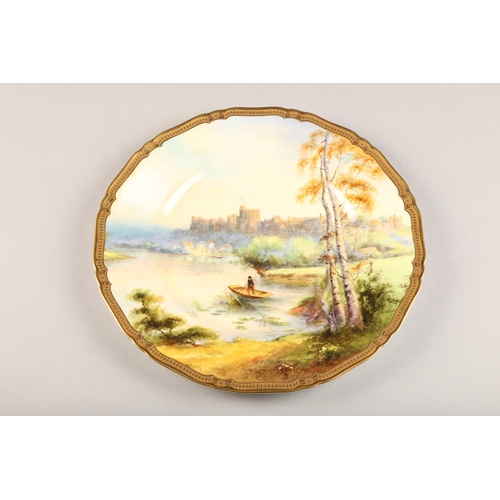 12 - Royal Worcester hand painted cabinet plate, signed, Windsor castle, diameter 27cm