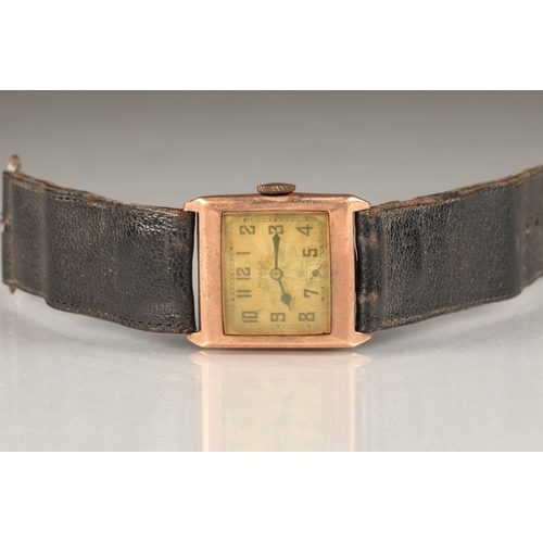 131 - 1930's/40's 9 carat gold Rolex wrist watch, rectangular dial 18cm x 20mm with second subsidiary dial... 