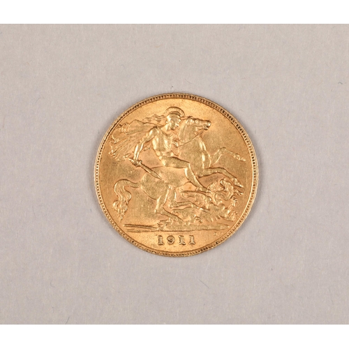 152 - Edwardian half gold sovereign dated 1911