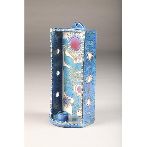 17 - Royal Copenhagen ceramic wall sconce, rectangular form, decorated in blue stylised flowers, N'455/32... 