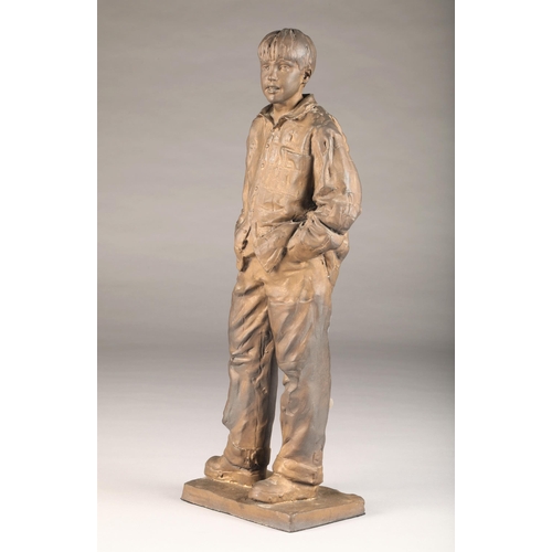 19 - Walter Awlson (Scottish born 1949) Bronzed pottery sculpture of a boy numbered 18/75 height 58cm