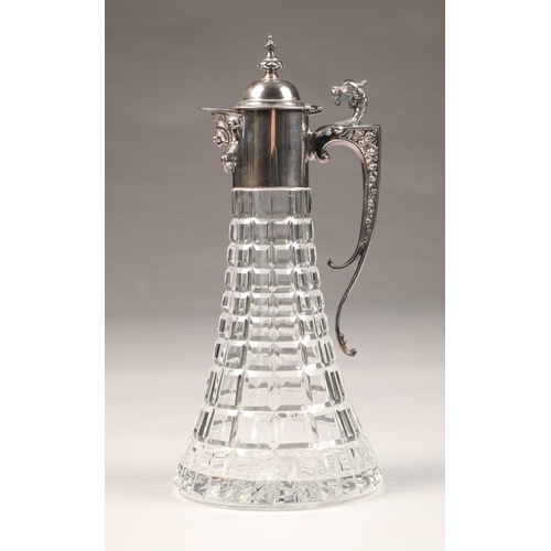 199 - Silver topped cut crystal claret jug, assay marked Sheffield 1975 by Roberts & Belk Ltd, height ... 