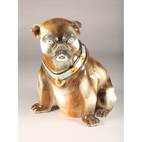 21 - 19th/20th Century large ceramic stick stand, in the form of a sitting bulldog, height 52cm (hairline... 