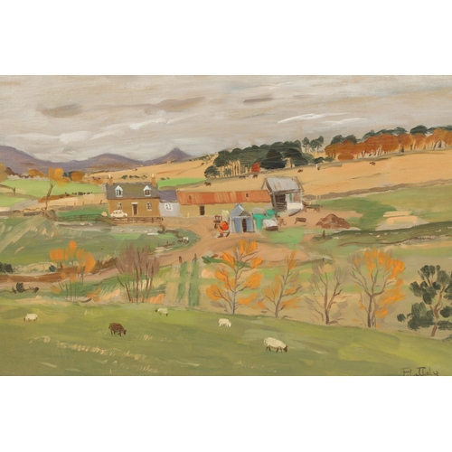 386 - Alastair Flattely (Scottish Born 1922-2009) ARR Gilt Framed oil on canvas - Signed 'Farmyard Landsca... 