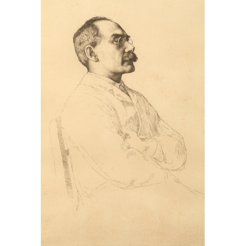 435 - William Strang (Scottish Born 1859-1921) Gilt framed etching - signed 'Rudyard Kipling' 37cm X 26cm