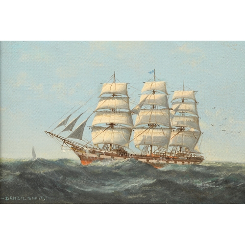 436 - Denzil Smith (Glasgow 1924-1988) ARR
Gilt framed oil on canvas - Signed
'Three Masted Clipper in Ful... 