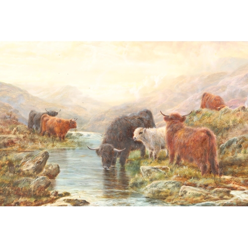 460 - Robert Watson (Scottish 1856-1916) Gilt framed oil on canvas, signed and dated 1920 'Highland cattle... 