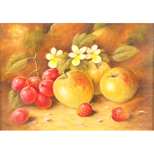 465 - John F Smith (British Born 1934) ARR Gilt framed oil on board Fallen Fruit signed lower right 12cm x... 