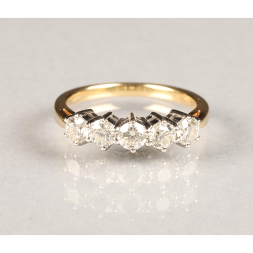 53 - 18 carat gold five stone diamond ring, brilliant cut diamonds, approx total diamond weight 1 carat.r... 