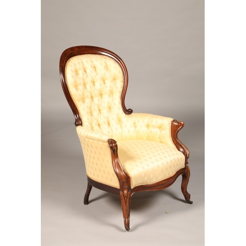 548 - Victorian rosewood button back armchair,
height 106cm, width 69cm