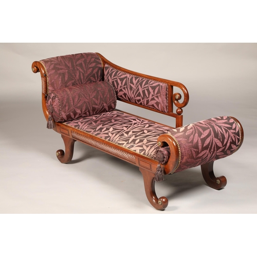 552 - Regency mahogany chaise longue by Gillow of Lancaster, circa 1820 double scrolled ends and scroll ba... 