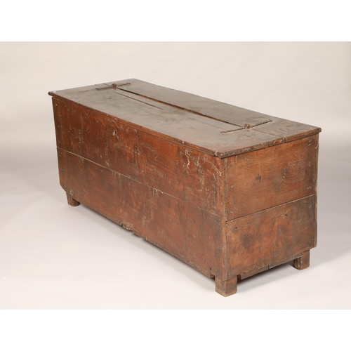 560 - Early 19th century oak coffer chest, length 185cm, height 109cm