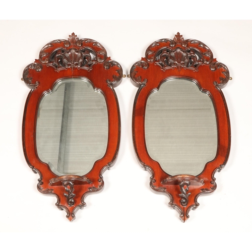 578 - Pair of mahogany framed mirrors, height 73cm, width 36cm