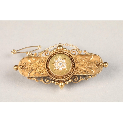 62 - Victorian 15 carat gold diamond cluster bar brooch
5cm long, weight 10g