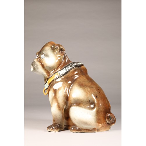 21 - 19th/20th Century large ceramic stick stand, in the form of a sitting bulldog, height 52cm (hairline... 